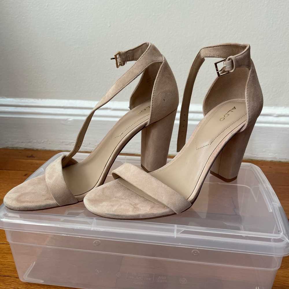 Aldo Nude Block Heel Sandals